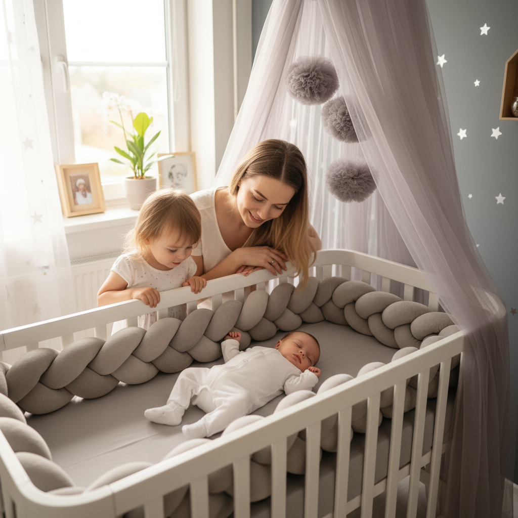 Bébé avec maman et sœur