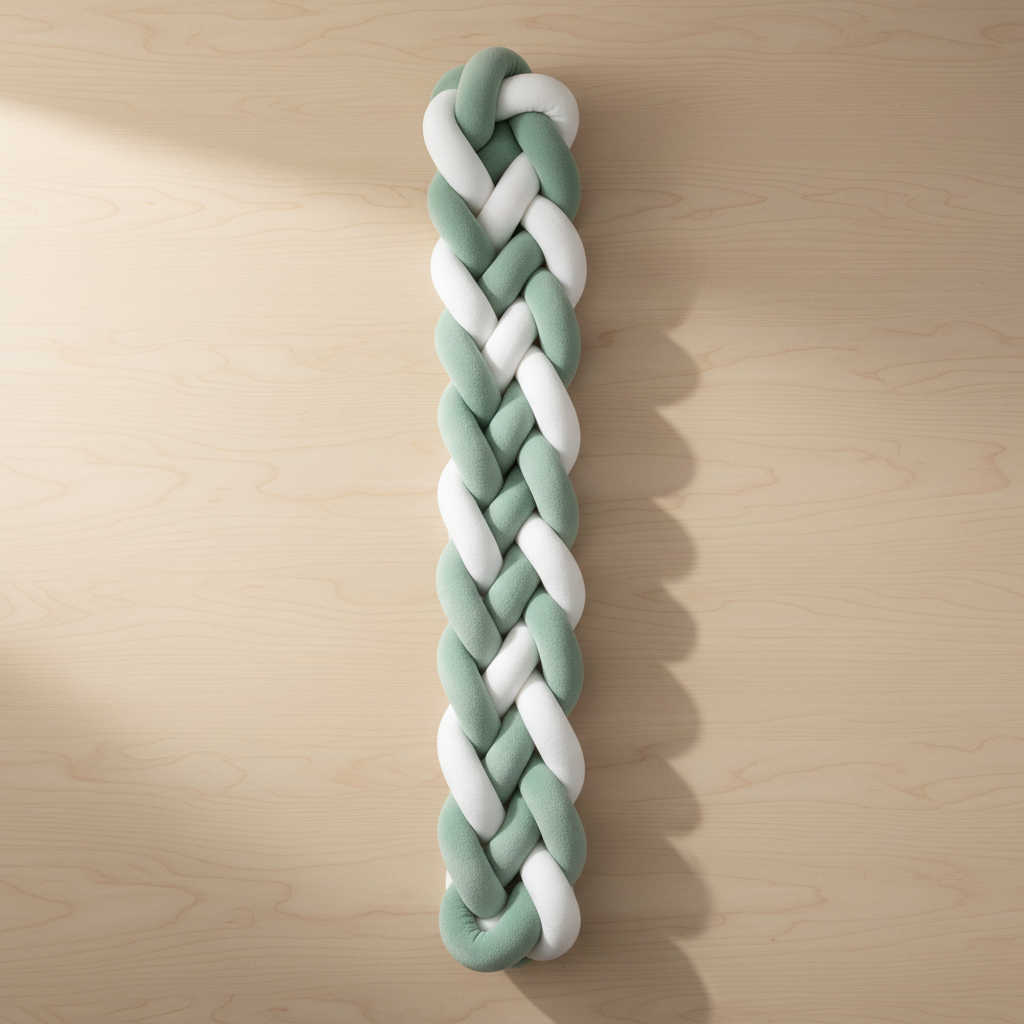 tresse de lit bebe vert menthe blanc vue dessus