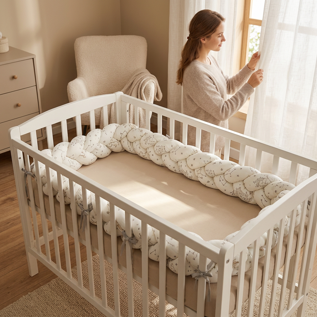tresse lit bebe etoiles grises chambre