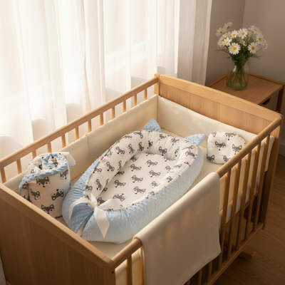 Reducteur de lit bébé dans un petit lit en bois