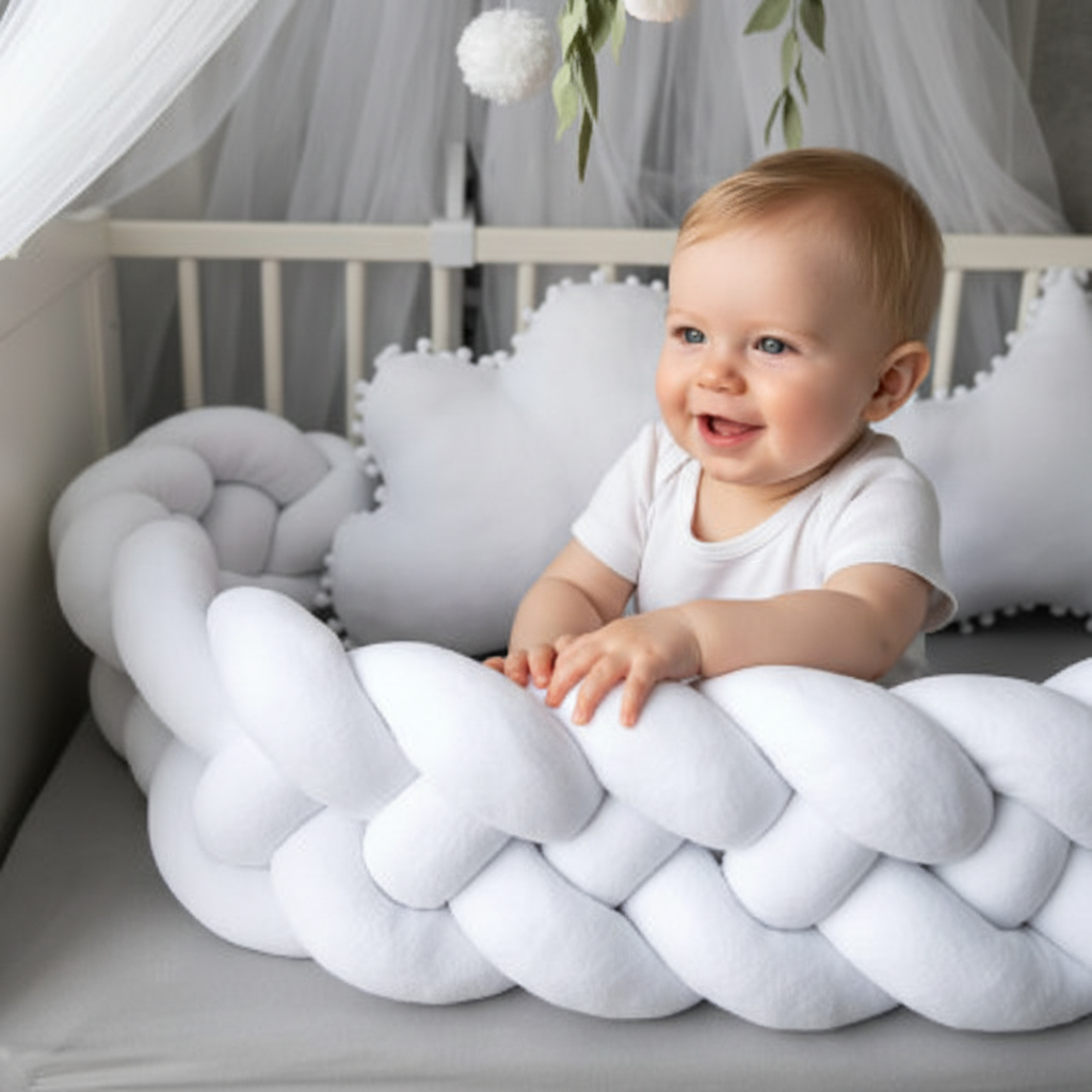 Gros plan texture velours tresse de lit blanc fait main