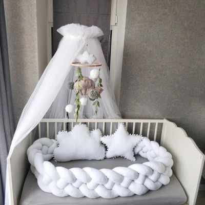 Tour de lit tressé blanc 3m en coton hypoallergénique 