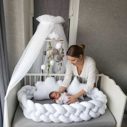 Tresse de lit 3m blanc protection barreaux bébé 