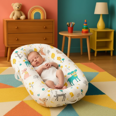 Bébé dormant dans cocon Bambi motifs forêt