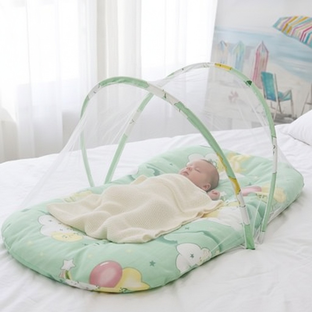 Bebe dort sous moustiquaire lit bebe