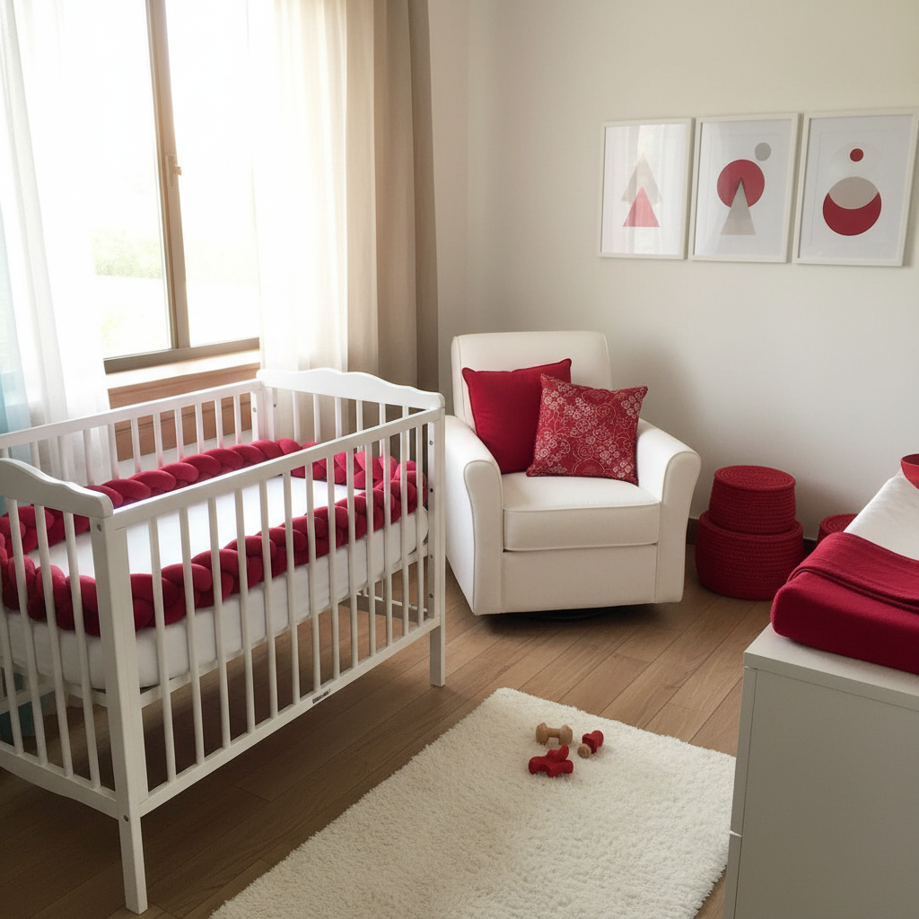 Chambre coordonnée rouge
