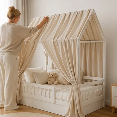 Ciel de lit enfant beige