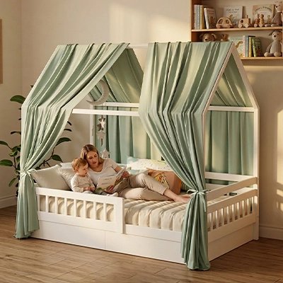 Ciel de lit vert maman lit histoire
