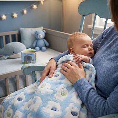 Couverture bébé bleu ciel