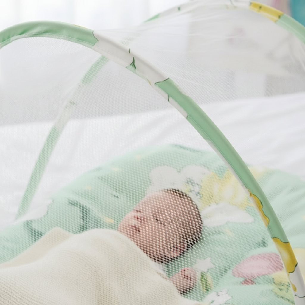 Detail maille moustiquaire lit bebe