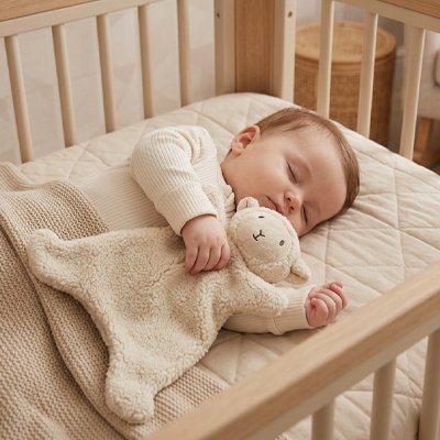 Doudou bebe dans ses bras