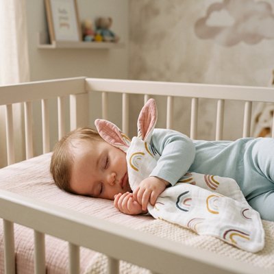 Doudou bebe serre dans ses bras