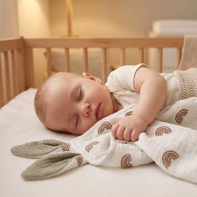 Doudou dans les bras de bebe