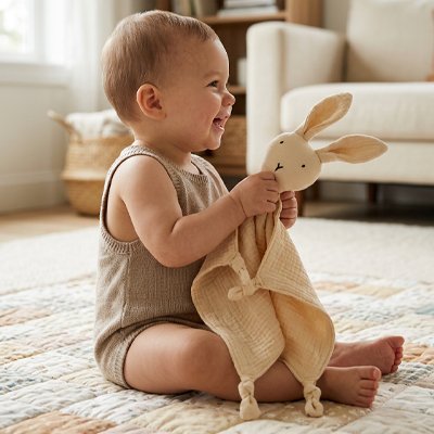 Doudou lapin beige