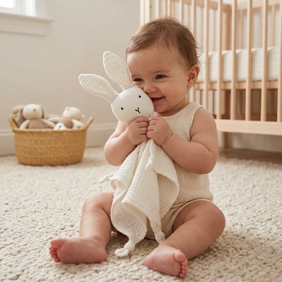 Doudou lapin creme