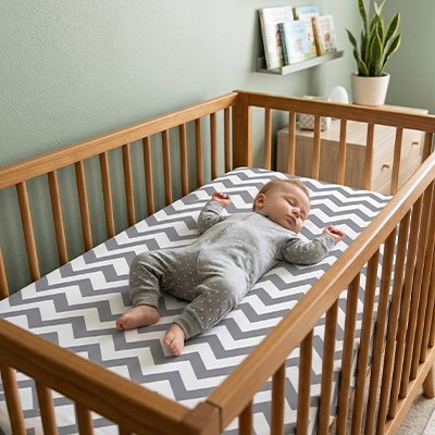 Drap housse lit bebe blanc et noir