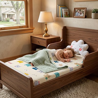 Drap housse lit bébé chats