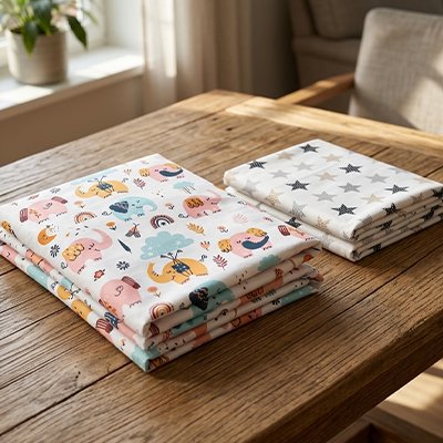 Drap housse lit bebe etoiles ou elephants