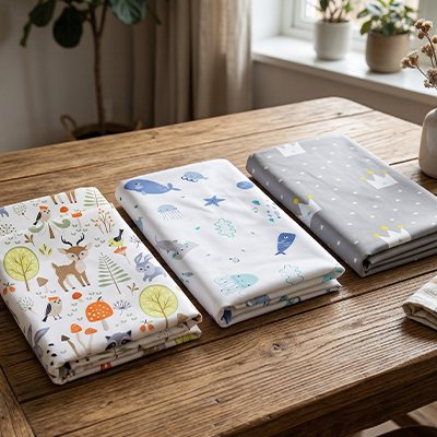 Drap housse lit bebe foret ocean ciel