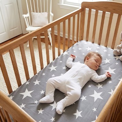 Drap housse lit bebe gris 