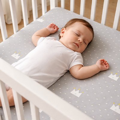 Drap housse lit bebe gris