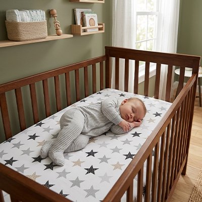 Drap housse lit bebe grosses etoiles