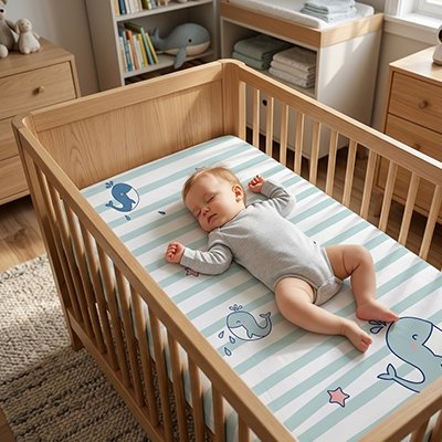 Drap housse lit bébé lit barreau bois