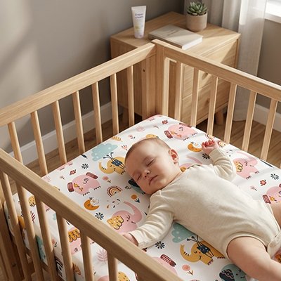 Drap housse lit bebe lit barreau bois