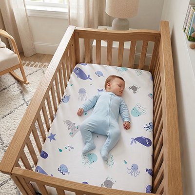 Drap housse lit bebe ocean