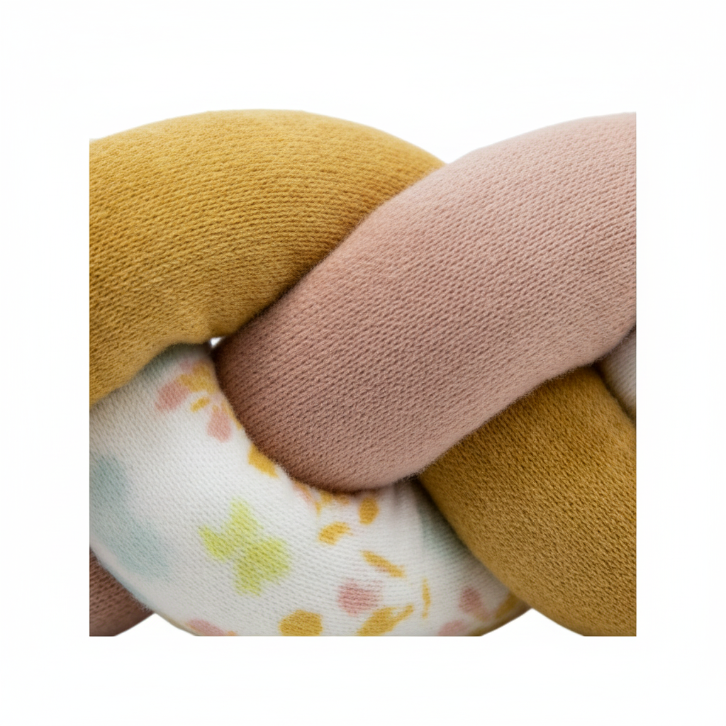 Détail tresse de lit coton pastel multicolore - Qualité premium tour de lit