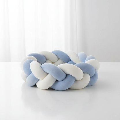Tresse de lit bébé 3m bleu ciel blanc - Tour de lit tressé garçon