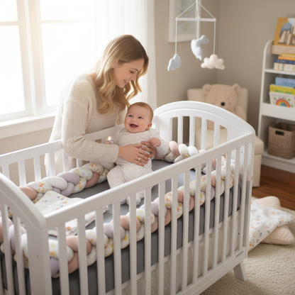 Maman et bébé avec tresse de lit rose lavande - Protection chambre fille