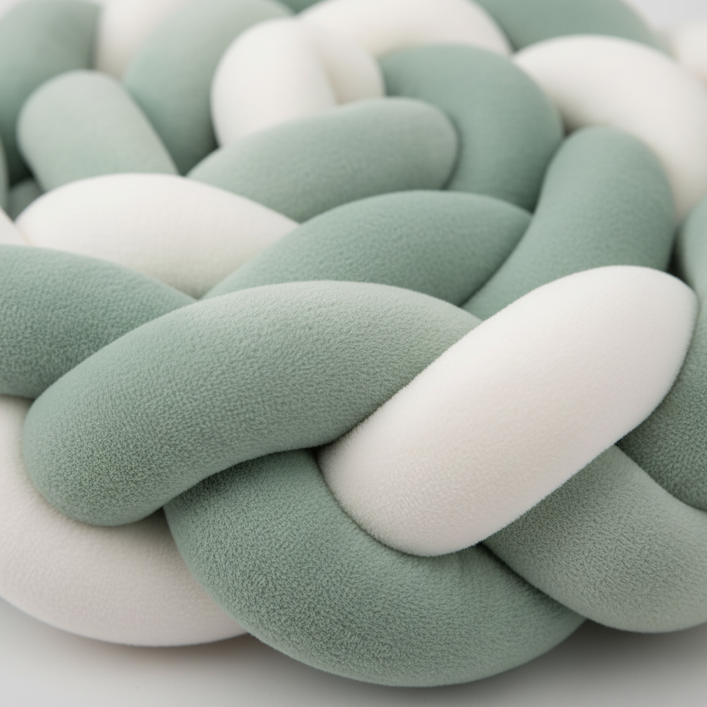 tresse de lit bebe vert menthe blanc detail texture coton doux