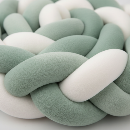 tresse de lit bebe vert menthe blanc detail texture coton doux