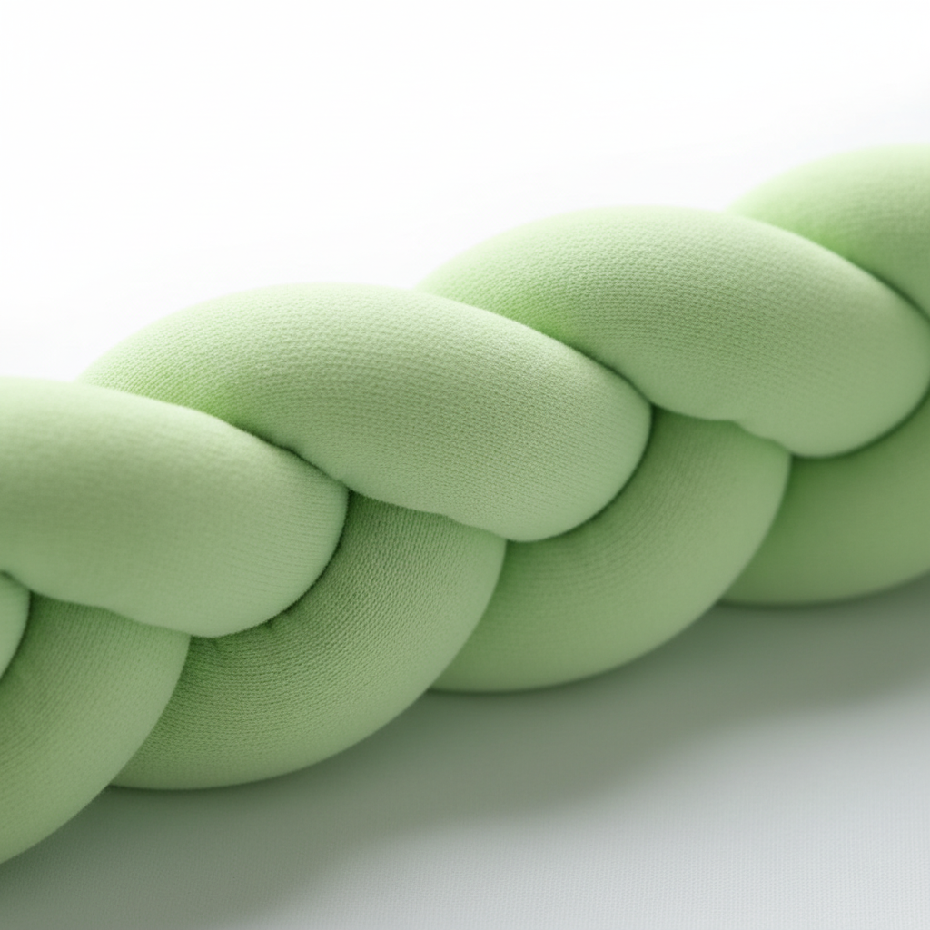 Détail tresse de lit coton vert menthe - Qualité premium