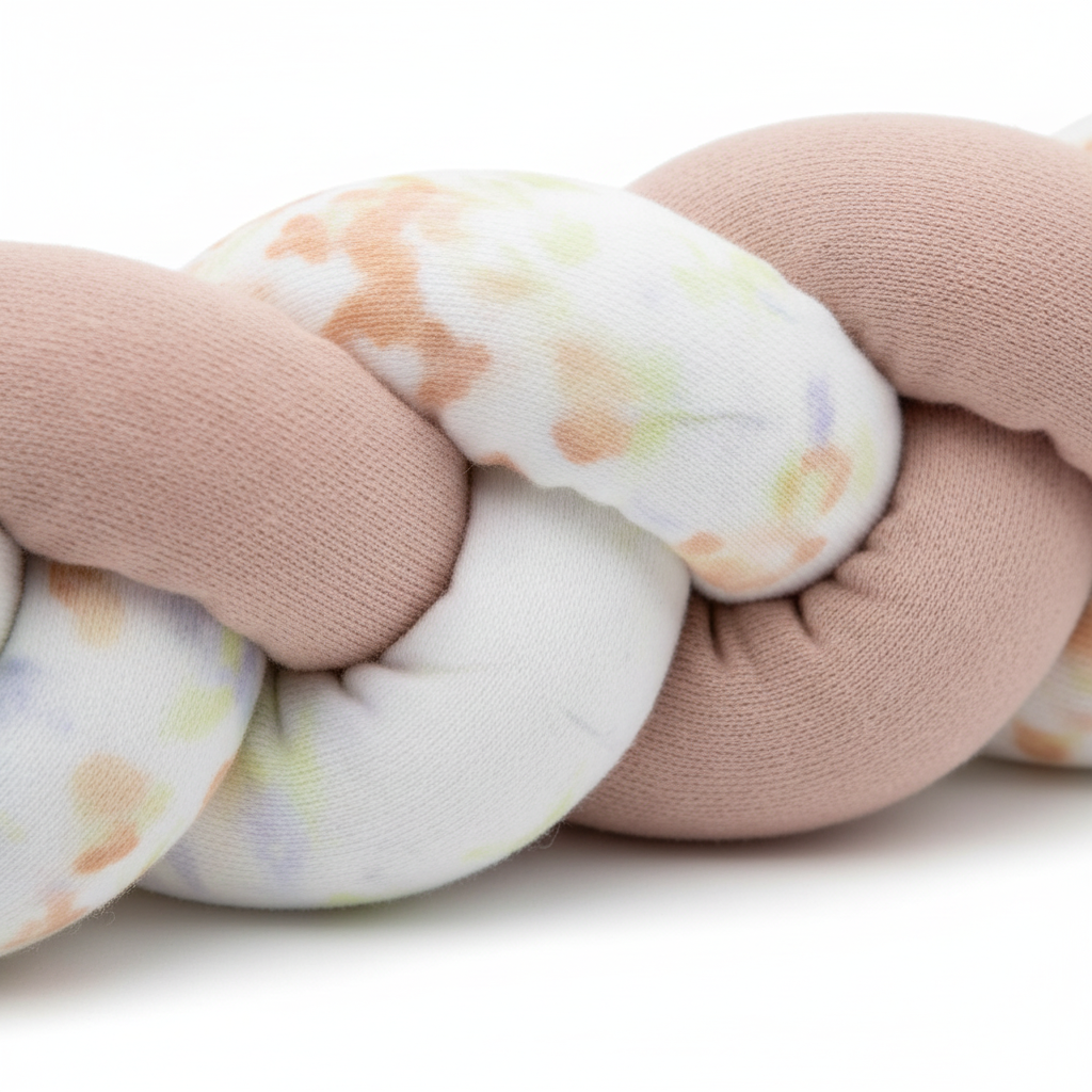 Détail tresse de lit coton rose lavande pastel - Qualité premium