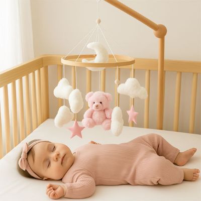 Mobile musical pour bébé | Nounours rose - Zoombébé