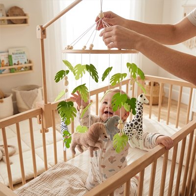 Mobile pour bébé accroché par maman