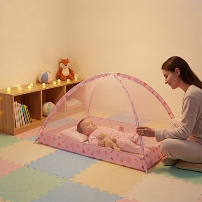 Moustiquaire lit bébé posé au salon