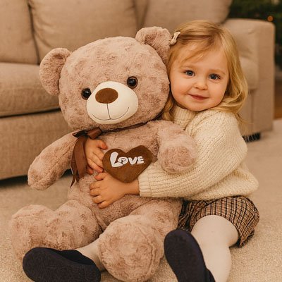Ours en peluche dans bras petite fille