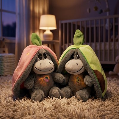 Peluche qui respire rose vert