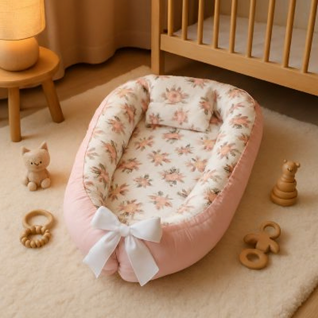Réducteur de lit rose chambre bébé