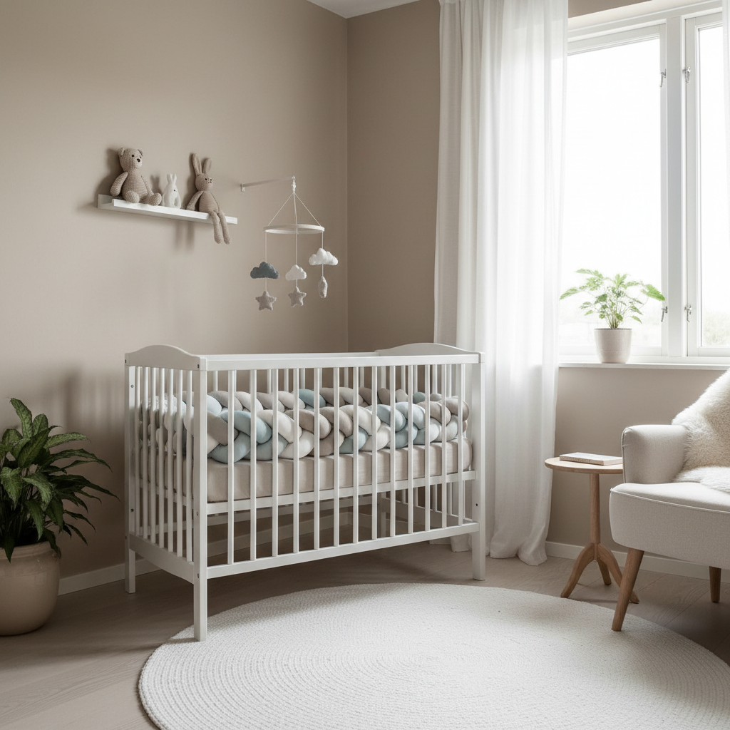 Tour de lit bébé bleu ciel - chambre scandinave