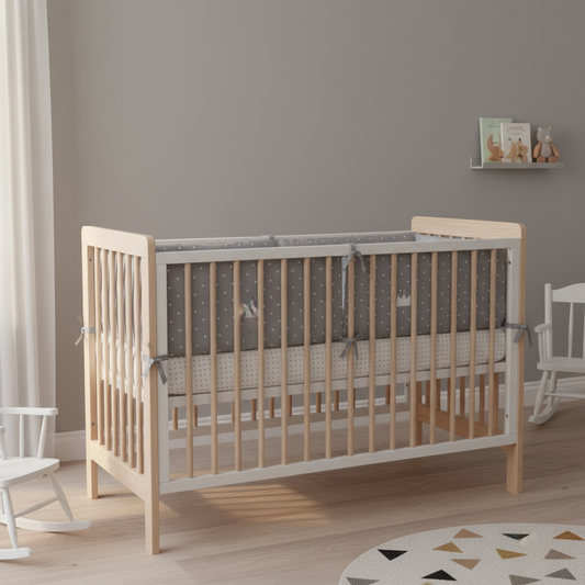tour de lit bebe gris couronnes chambre scandinave
