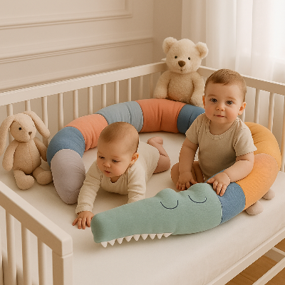 tour de lit bebe avec des jumeaux sur lit