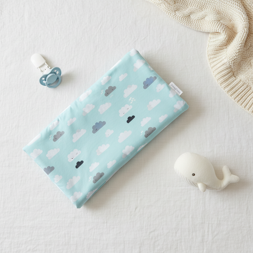 tour de lit bebe bleu nuages