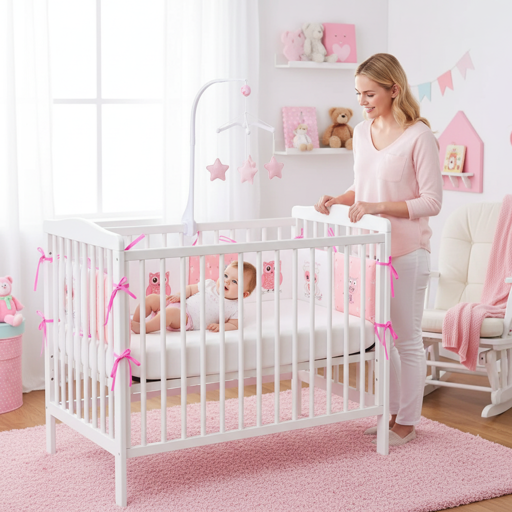 Tour de lit Douceur Enchantée hibou rose - maman