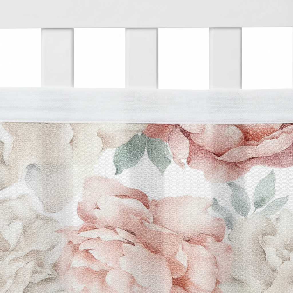 tour de lit pivoine texture tissu coton
