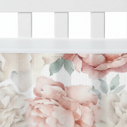 tour de lit pivoine texture tissu coton
