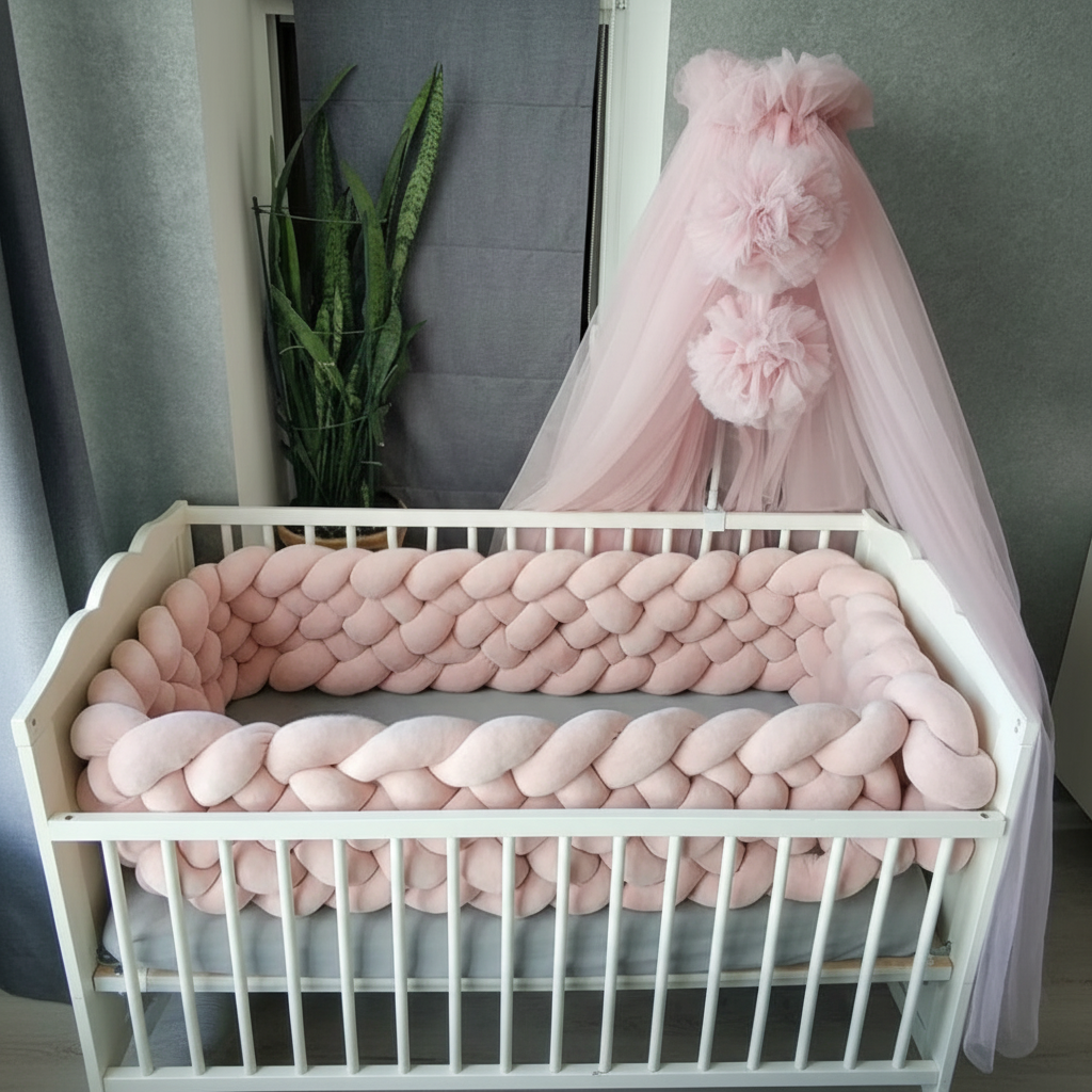 Tour de lit tressé 3m | 6 brins Rose